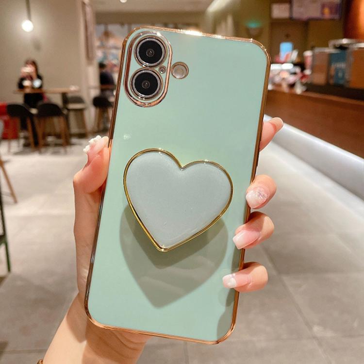 Electroplating Love Heart Holder TPU Phone Case, For iPhone 17e / 16e, For iPhone 17 Pro Max, For iPhone 17 Pro, For iPhone 17