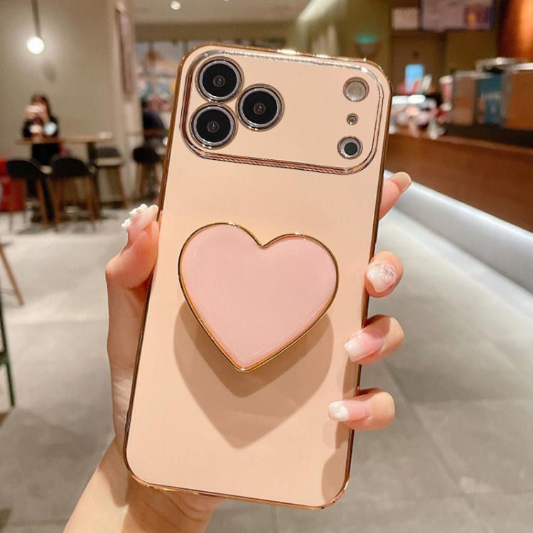 Electroplating Love Heart Holder TPU Phone Case, For iPhone 17e / 16e, For iPhone 17 Pro Max, For iPhone 17 Pro, For iPhone 17