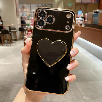 Electroplating Love Heart Holder TPU Phone Case, For iPhone 17e / 16e, For iPhone 17 Pro Max, For iPhone 17 Pro, For iPhone 17
