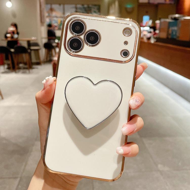 Electroplating Love Heart Holder TPU Phone Case, For iPhone 17e / 16e, For iPhone 17 Pro Max, For iPhone 17 Pro, For iPhone 17