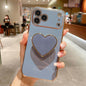 Electroplating Love Heart Holder TPU Phone Case, For iPhone 17e / 16e, For iPhone 17 Pro Max, For iPhone 17 Pro, For iPhone 17