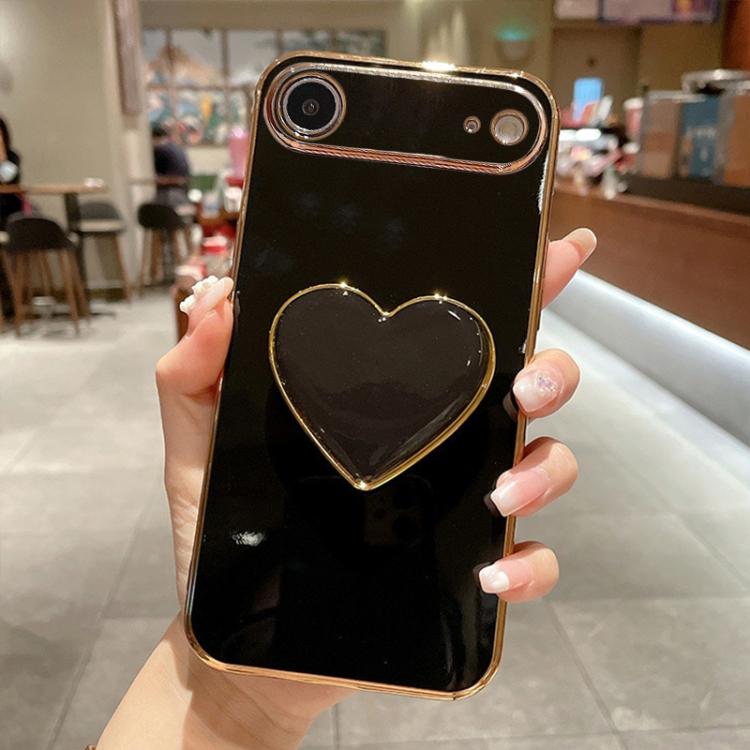 Electroplating Love Heart Holder TPU Phone Case, For iPhone Air, For iPhone 16 Pro Max, For iPhone 16 Pro, For iPhone 16 Plus