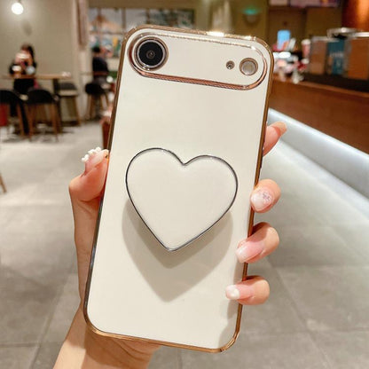 Electroplating Love Heart Holder TPU Phone Case, For iPhone Air, For iPhone 16 Pro Max, For iPhone 16 Pro, For iPhone 16 Plus