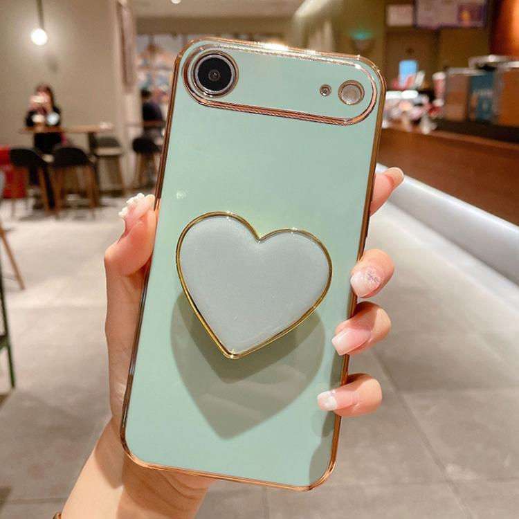 Electroplating Love Heart Holder TPU Phone Case, For iPhone Air, For iPhone 16 Pro Max, For iPhone 16 Pro, For iPhone 16 Plus