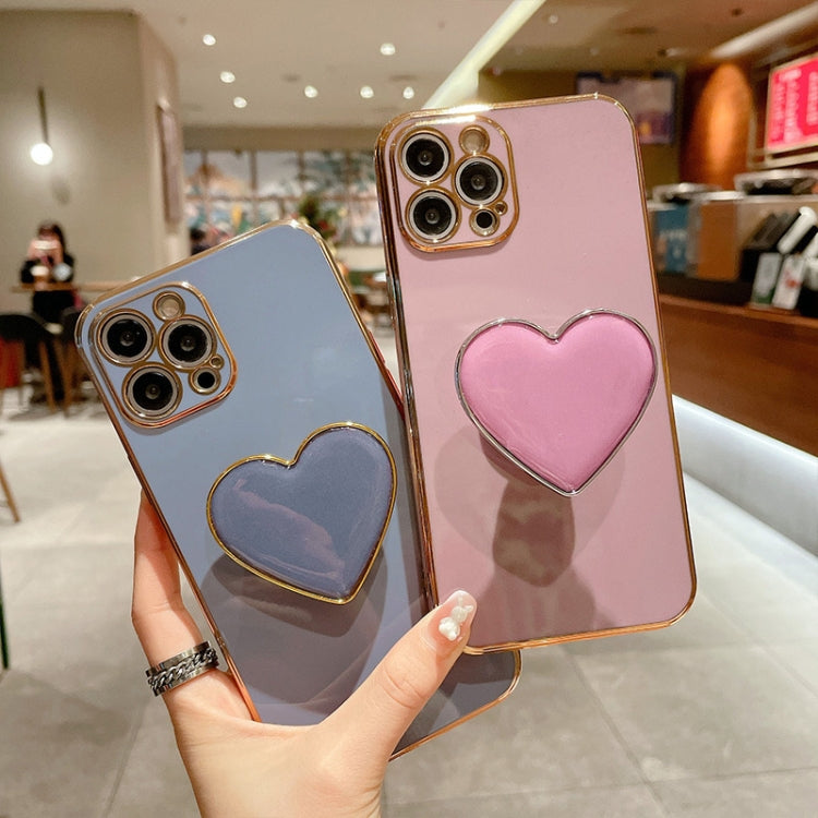 Electroplating Love Heart Holder TPU Phone Case, For iPhone 15, For iPhone 14 Plus, For iPhone 14, For iPhone 14 Pro
