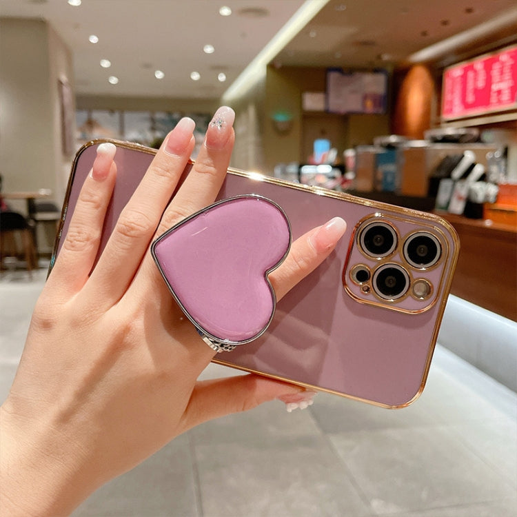 Electroplating Love Heart Holder TPU Phone Case, For iPhone 7 Plus / 8 Plus
