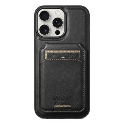 Suteni H15 MagSafe Oil Eax Leather Detachable Wallet Back Phone Case, For iPhone 16, For iPhone 15 Pro Max, For iPhone 15 Pro, For iPhone 15 Plus