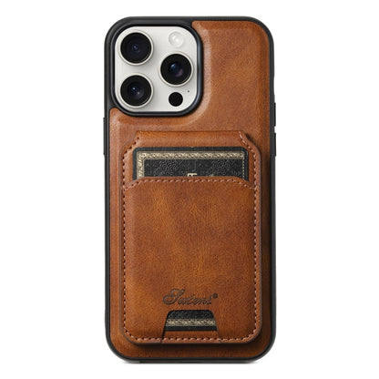 Suteni H15 MagSafe Oil Eax Leather Detachable Wallet Back Phone Case, For iPhone 16, For iPhone 15 Pro Max, For iPhone 15 Pro, For iPhone 15 Plus
