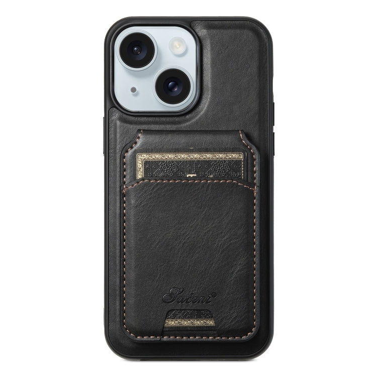 Suteni H15 MagSafe Oil Eax Leather Detachable Wallet Back Phone Case, For iPhone 16, For iPhone 15 Pro Max, For iPhone 15 Pro, For iPhone 15 Plus