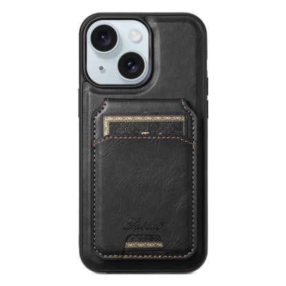 Suteni H15 MagSafe Oil Eax Leather Detachable Wallet Back Phone Case, For iPhone 16, For iPhone 15 Pro Max, For iPhone 15 Pro, For iPhone 15 Plus