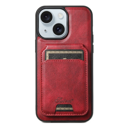 Suteni H15 MagSafe Oil Eax Leather Detachable Wallet Back Phone Case, For iPhone 16, For iPhone 15 Pro Max, For iPhone 15 Pro, For iPhone 15 Plus