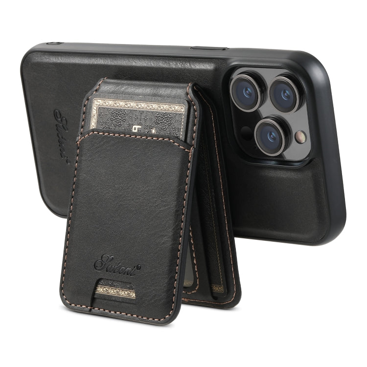 Suteni H15 MagSafe Oil Eax Leather Detachable Wallet Back Phone Case, For iPhone 15, For iPhone 14 Plus, For iPhone 14, For iPhone 14 Pro
