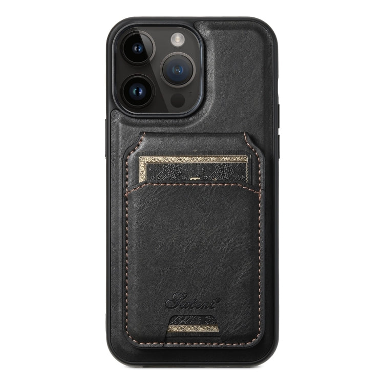 Suteni H15 MagSafe Oil Eax Leather Detachable Wallet Back Phone Case, For iPhone 15, For iPhone 14 Plus, For iPhone 14, For iPhone 14 Pro