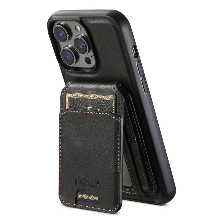 Suteni H15 MagSafe Oil Eax Leather Detachable Wallet Back Phone Case, For iPhone 13 Pro, For iPhone 13, For iPhone 12, For iPhone 12 Pro Max