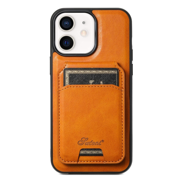 Suteni H15 MagSafe Oil Eax Leather Detachable Wallet Back Phone Case, For iPhone 12, For iPhone 12 Pro Max, For iPhone 12 Pro