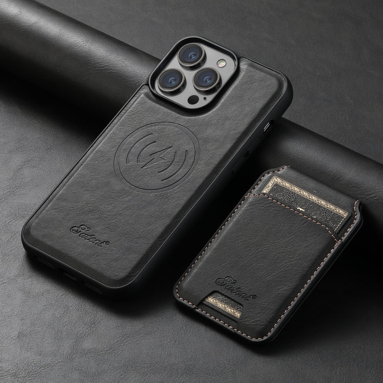 Suteni H15 MagSafe Oil Eax Leather Detachable Wallet Back Phone Case, For iPhone 12 Pro, For iPhone 17e / 16e