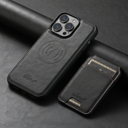 Suteni H15 MagSafe Oil Eax Leather Detachable Wallet Back Phone Case, For iPhone 12 Pro, For iPhone 17e / 16e