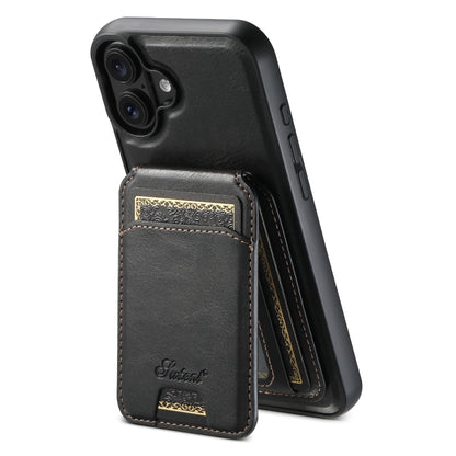 Suteni H15 MagSafe Oil Eax Leather Detachable Wallet Back Phone Case, For iPhone 16, For iPhone 15 Pro Max, For iPhone 15 Pro, For iPhone 15 Plus