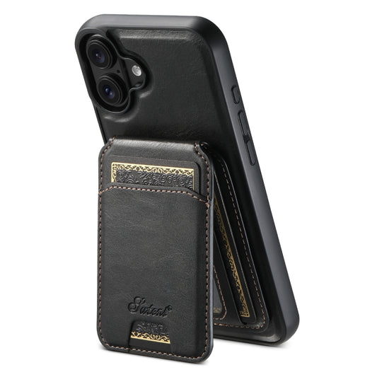 Suteni H15 MagSafe Oil Eax Leather Detachable Wallet Back Phone Case, For iPhone 16, For iPhone 15 Pro Max, For iPhone 15 Pro, For iPhone 15 Plus