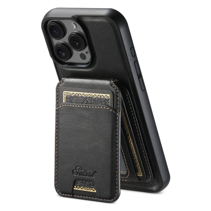Suteni H15 MagSafe Oil Eax Leather Detachable Wallet Back Phone Case, For iPhone 17 Pro, For iPhone 17, For iPhone Air, For iPhone 16 Pro Max