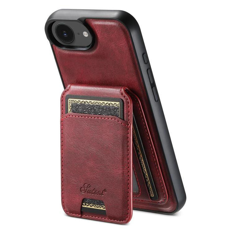 Suteni H15 MagSafe Oil Eax Leather Detachable Wallet Back Phone Case, For iPhone 17e / 16e, For iPhone 17 Pro Max, For iPhone 17 Pro, For iPhone 17