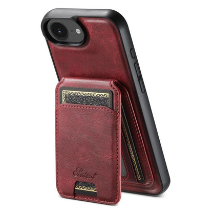 Suteni H15 MagSafe Oil Eax Leather Detachable Wallet Back Phone Case, For iPhone 17e / 16e, For iPhone 17 Pro Max, For iPhone 17 Pro, For iPhone 17
