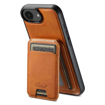 Suteni H15 MagSafe Oil Eax Leather Detachable Wallet Back Phone Case, For iPhone 17e / 16e, For iPhone 17 Pro Max, For iPhone 17 Pro, For iPhone 17