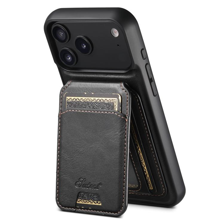 Suteni H15 MagSafe Oil Eax Leather Detachable Wallet Back Phone Case, For iPhone 17 Pro, For iPhone 17, For iPhone Air, For iPhone 16 Pro Max