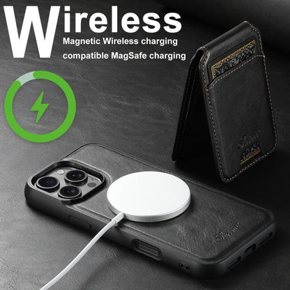 Suteni H15 MagSafe Oil Eax Leather Detachable Wallet Back Phone Case, For iPhone 17 Pro, For iPhone 17, For iPhone Air, For iPhone 16 Pro Max