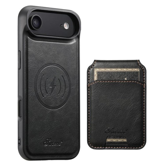 Suteni H15 MagSafe Oil Eax Leather Detachable Wallet Back Phone Case, For iPhone Air, For iPhone 16 Pro Max, For iPhone 16 Pro, For iPhone 16 Plus