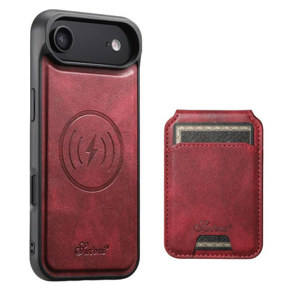 Suteni H15 MagSafe Oil Eax Leather Detachable Wallet Back Phone Case, For iPhone Air, For iPhone 16 Pro Max, For iPhone 16 Pro, For iPhone 16 Plus