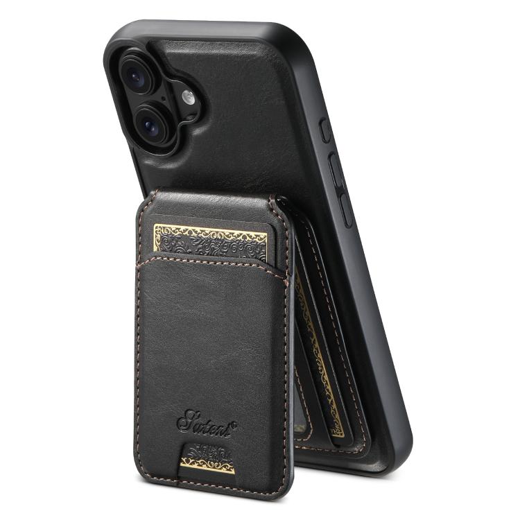 Suteni H15 MagSafe Oil Eax Leather Detachable Wallet Back Phone Case, For iPhone 17 Pro, For iPhone 17, For iPhone Air, For iPhone 16 Pro Max