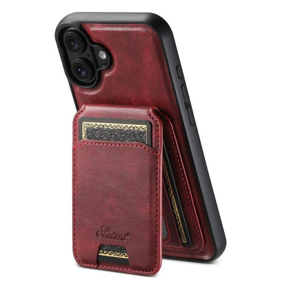 Suteni H15 MagSafe Oil Eax Leather Detachable Wallet Back Phone Case, For iPhone 17 Pro, For iPhone 17, For iPhone Air, For iPhone 16 Pro Max