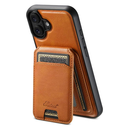 Suteni H15 MagSafe Oil Eax Leather Detachable Wallet Back Phone Case, For iPhone 17 Pro, For iPhone 17, For iPhone Air, For iPhone 16 Pro Max