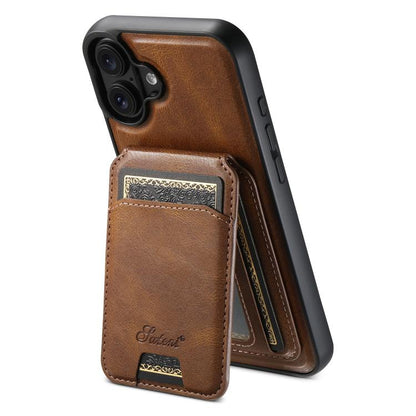 Suteni H15 MagSafe Oil Eax Leather Detachable Wallet Back Phone Case, For iPhone 18, For iPhone 18 Pro, For iPhone 18 Pro Max, For iPhone 17 Pro Max