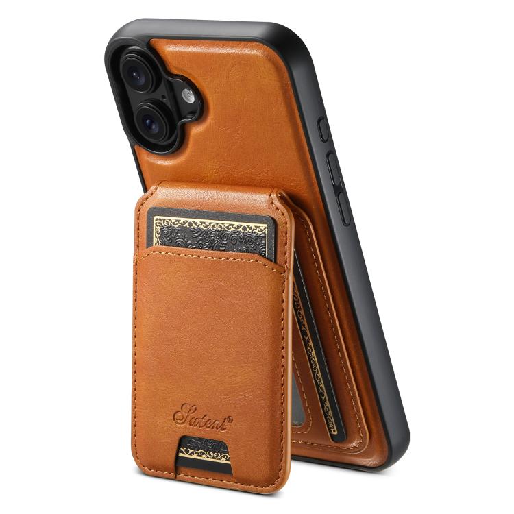 Suteni H15 MagSafe Oil Eax Leather Detachable Wallet Back Phone Case, For iPhone 18, For iPhone 18 Pro, For iPhone 18 Pro Max, For iPhone 17 Pro Max