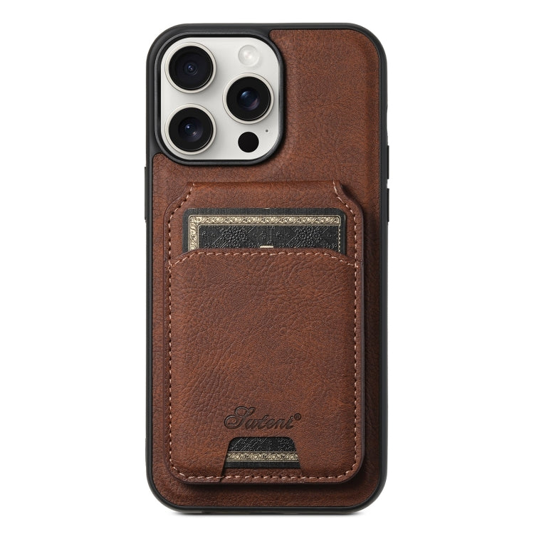 Suteni H16 Litchi Texture Leather Detachable Wallet Back Phone Case, For iPhone 16 Pro, For iPhone 16 Plus, For iPhone 16, For iPhone 15 Pro Max, For iPhone 15 Pro, For iPhone 15 Plus