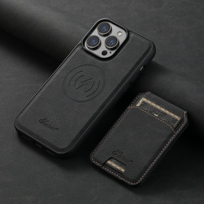 Suteni H16 Litchi Texture Leather Detachable Wallet Back Phone Case, For iPhone 12 Pro, For iPhone 17e / 16e