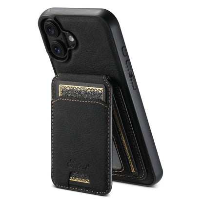 Suteni H16 Litchi Texture Leather Detachable Wallet Back Phone Case, For iPhone 16 Pro, For iPhone 16 Plus, For iPhone 16, For iPhone 15 Pro Max, For iPhone 15 Pro, For iPhone 15 Plus