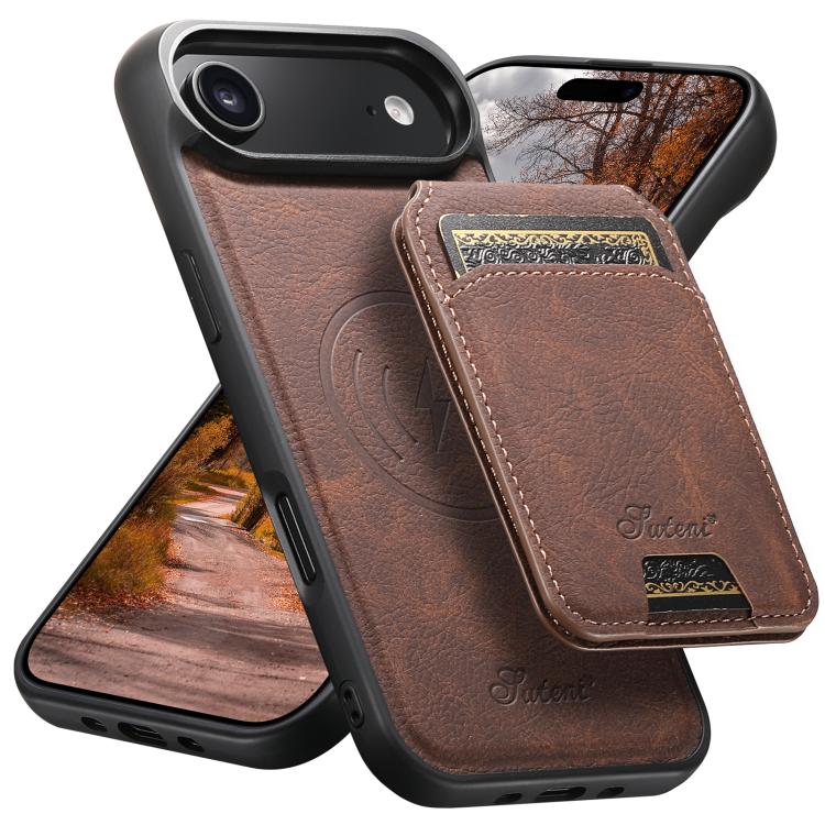 Suteni H16 Litchi Texture Leather Detachable Wallet Back Phone Case, For iPhone 17e / 16e, For iPhone 17 Pro Max, For iPhone 17 Pro, For iPhone 17, For iPhone Air, For iPhone 16 Pro Max