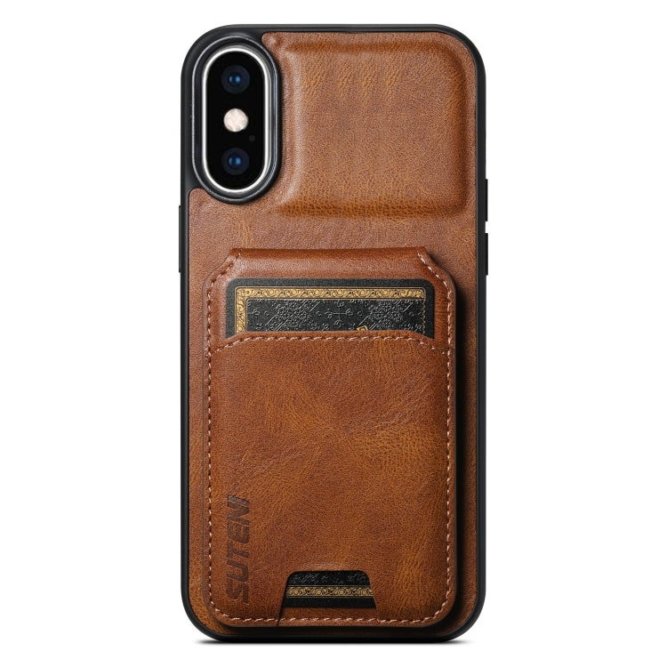 Suteni H02 Leather Wallet Stand Back Phone Case, For iPhone 11, For iPhone 11 Pro, For iPhone X / XS, For iPhone XR, For iPhone XS Max, For iPhone 17e / 16e, For iPhone 12 / 12 Pro