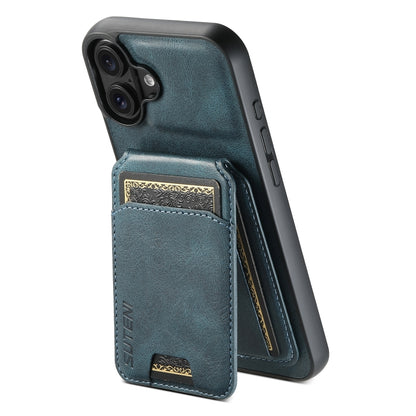Suteni H02 Leather Wallet Stand Back Phone Case, For iPhone 17e / 16e, For iPhone 17 Pro Max, For iPhone 17 Pro, For iPhone 17, For iPhone Air, For iPhone 16 Pro Max, For iPhone 16 Pro, For iPhone 16 Plus