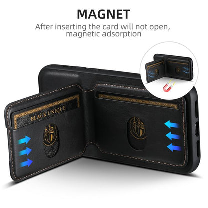 Suteni H02 Leather Wallet Stand Back Phone Case, For iPhone 17e / 16e, For iPhone 17 Pro Max, For iPhone 17 Pro, For iPhone 17, For iPhone Air, For iPhone 16 Pro Max, For iPhone 16 Pro, For iPhone 16 Plus