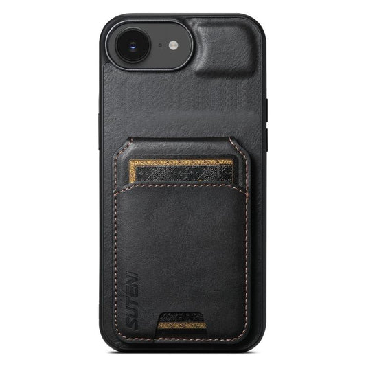 Suteni H02 Leather Wallet Stand Back Phone Case, For iPhone 17e / 16e, For iPhone 17 Pro Max, For iPhone 17 Pro, For iPhone 17, For iPhone Air, For iPhone 16 Pro Max, For iPhone 16 Pro, For iPhone 16 Plus