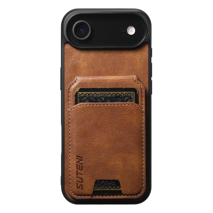 Suteni H02 Leather Wallet Stand Back Phone Case, For iPhone 18, For iPhone 18 Pro, For iPhone 18 Pro Max, For iPhone 17 Pro Max, For iPhone 17 Pro, For iPhone 17, For iPhone Air, For iPhone 16 Pro Max