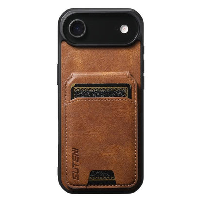 Suteni H02 Leather Wallet Stand Back Phone Case, For iPhone 18, For iPhone 18 Pro, For iPhone 18 Pro Max, For iPhone 17 Pro Max, For iPhone 17 Pro, For iPhone 17, For iPhone Air, For iPhone 16 Pro Max