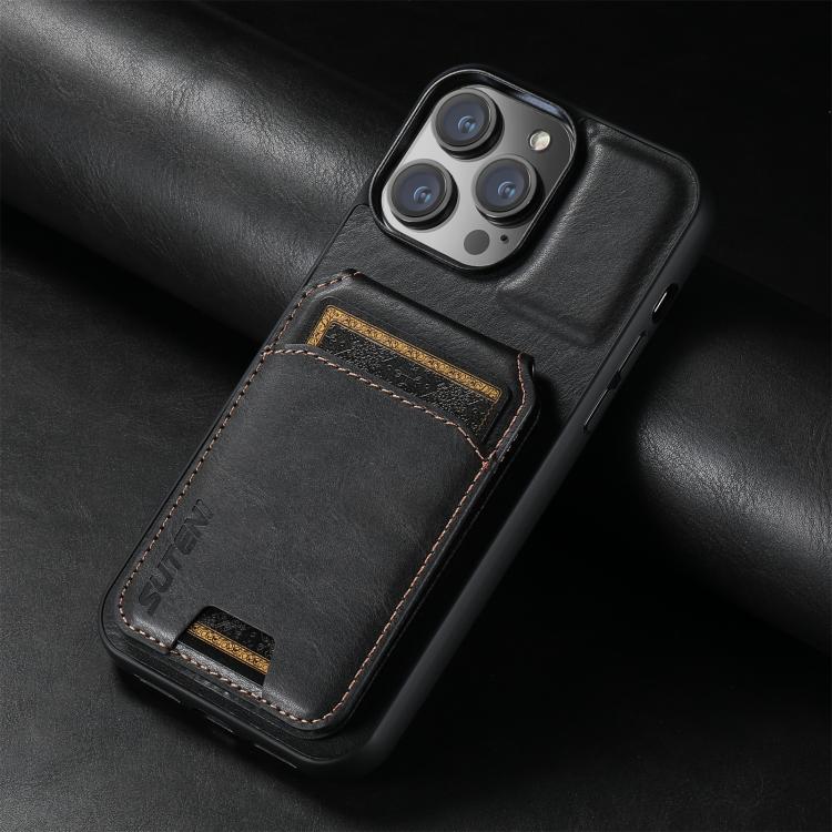 Suteni H02 Leather Wallet Stand Back Phone Case, For iPhone 18, For iPhone 18 Pro, For iPhone 18 Pro Max, For iPhone 17 Pro Max, For iPhone 17 Pro, For iPhone 17, For iPhone Air, For iPhone 16 Pro Max
