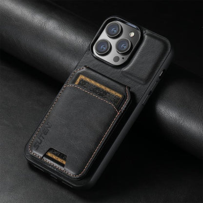 Suteni H02 Leather Wallet Stand Back Phone Case, For iPhone 18, For iPhone 18 Pro, For iPhone 18 Pro Max, For iPhone 17 Pro Max, For iPhone 17 Pro, For iPhone 17, For iPhone Air, For iPhone 16 Pro Max