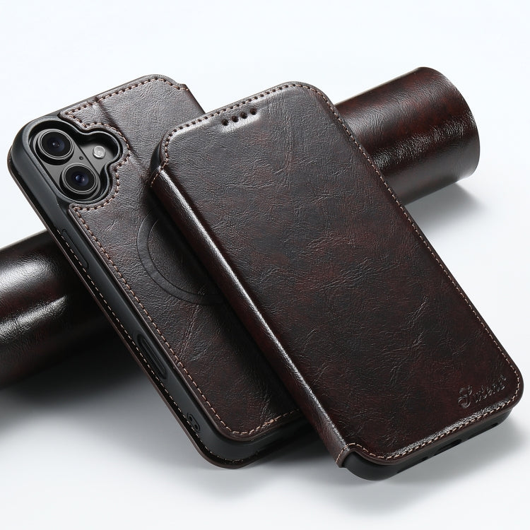 Suteni J05 Leather Magnetic MagSafe Phone Case, For iPhone 17 AIr, For iPhone 16 Pro Max, For iPhone 16 Pro, For iPhone 16 Plus, For iPhone 16, For iPhone 15 Pro Max