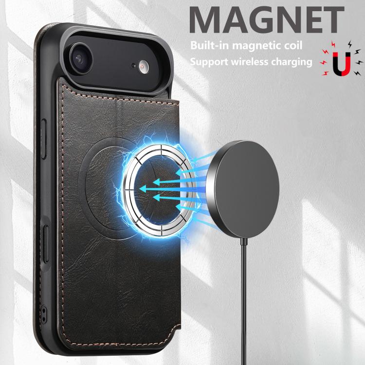 Suteni J05 Leather Magnetic MagSafe Phone Case, For iPhone 17 AIr, For iPhone 16 Pro Max, For iPhone 16 Pro, For iPhone 16 Plus, For iPhone 16, For iPhone 15 Pro Max